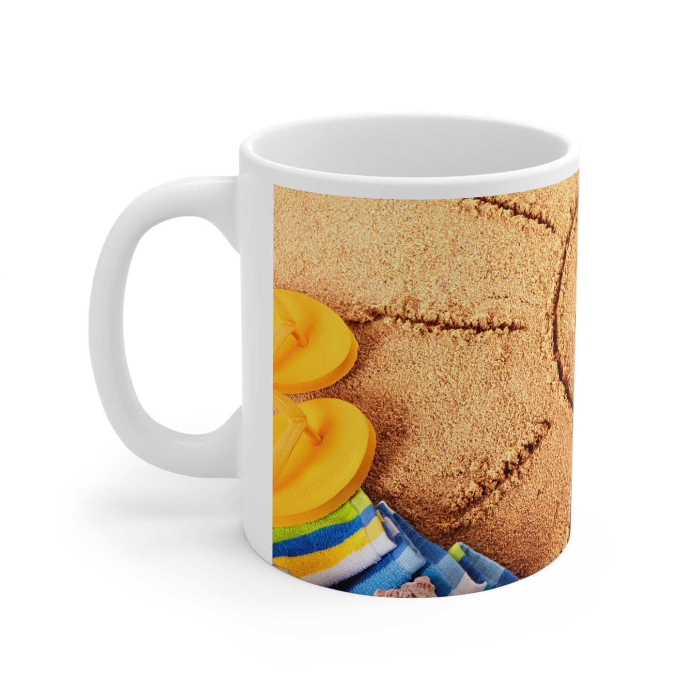 Sunshine Beach Vibes Mug, Happy Coffee Cup for Summer, Vacation Gift, Sand Smiley Ceramic Mug, Beach Lover's Drinkware