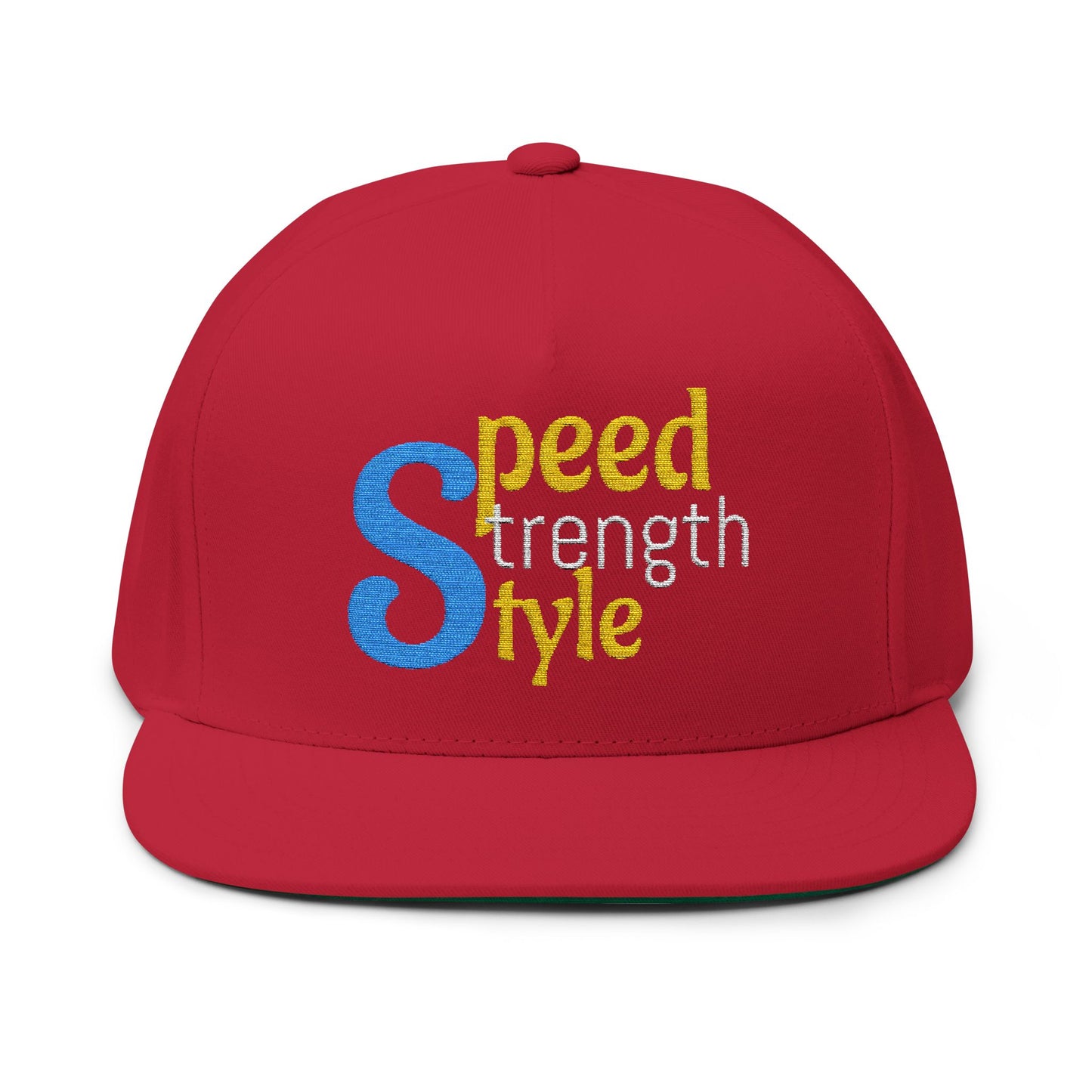 Embroidered Flat Bill Cap - Speed Strength Style, Fashion Hat, Gift for Him, Sports Cap, Personalized Headwear