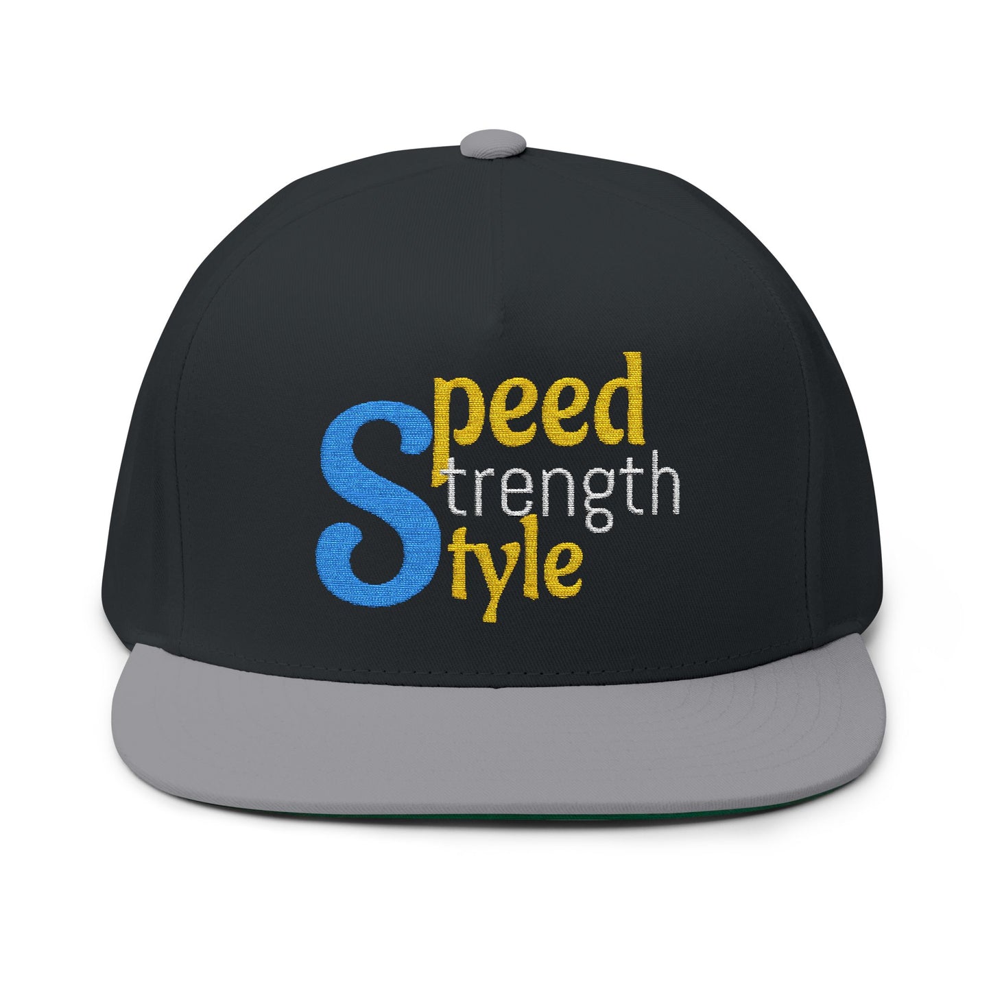 Embroidered Flat Bill Cap - Speed Strength Style, Fashion Hat, Gift for Him, Sports Cap, Personalized Headwear