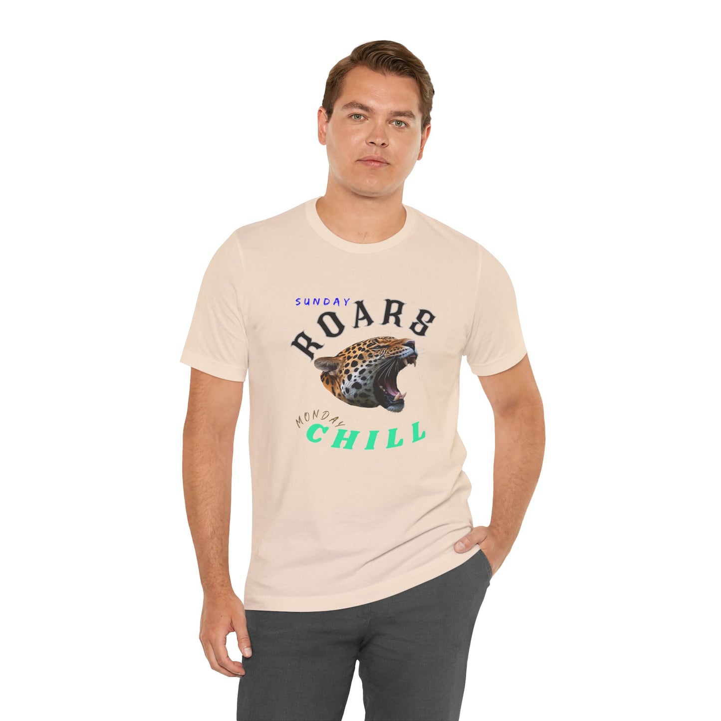 Roaring Chill Unisex Tee - Wild Weekend Shirt, Relaxed Graphics Tee, Sunday Fun Day Top, Gift for Animal Lovers, Casual Statement Wear