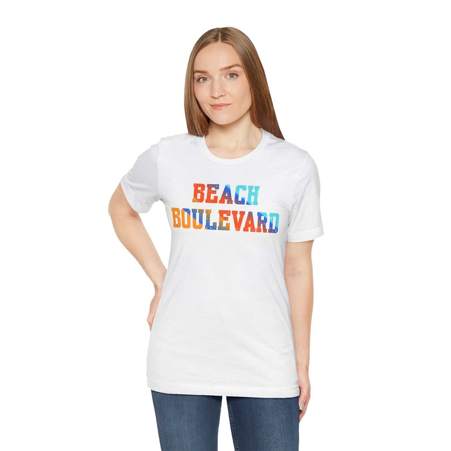 Beach Boulevard Unisex Jersey BELLA+CANVAS- Summer Vibes T-Shirt, Casual Wear, Vacation Shirt, Beach Lover Gift, Graphic Tee