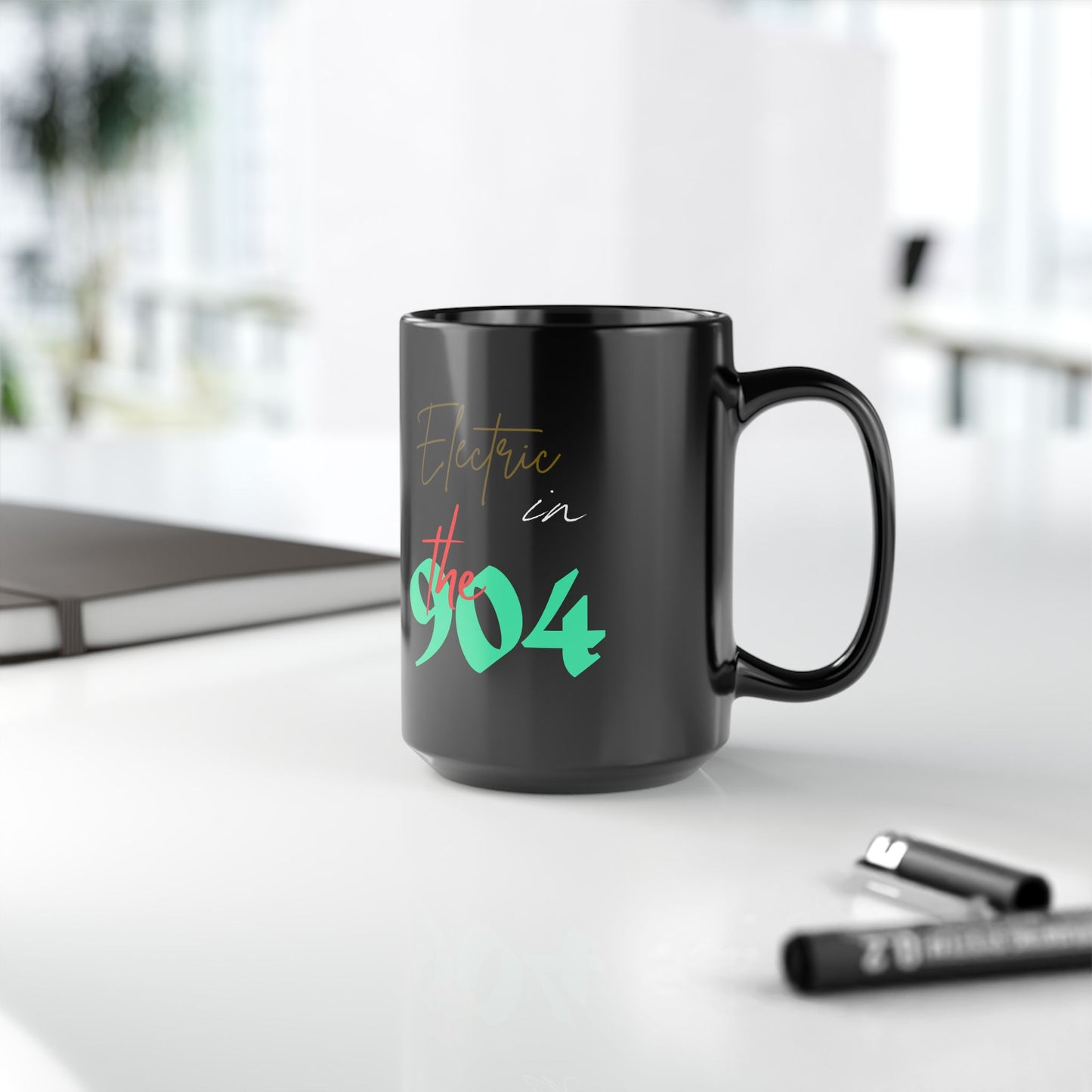 Electric in the 904 Black Mug - Retro Coffee Cup, Gift for 90s Lovers, Stylish Drinkware for Home, Birthday or Holidays