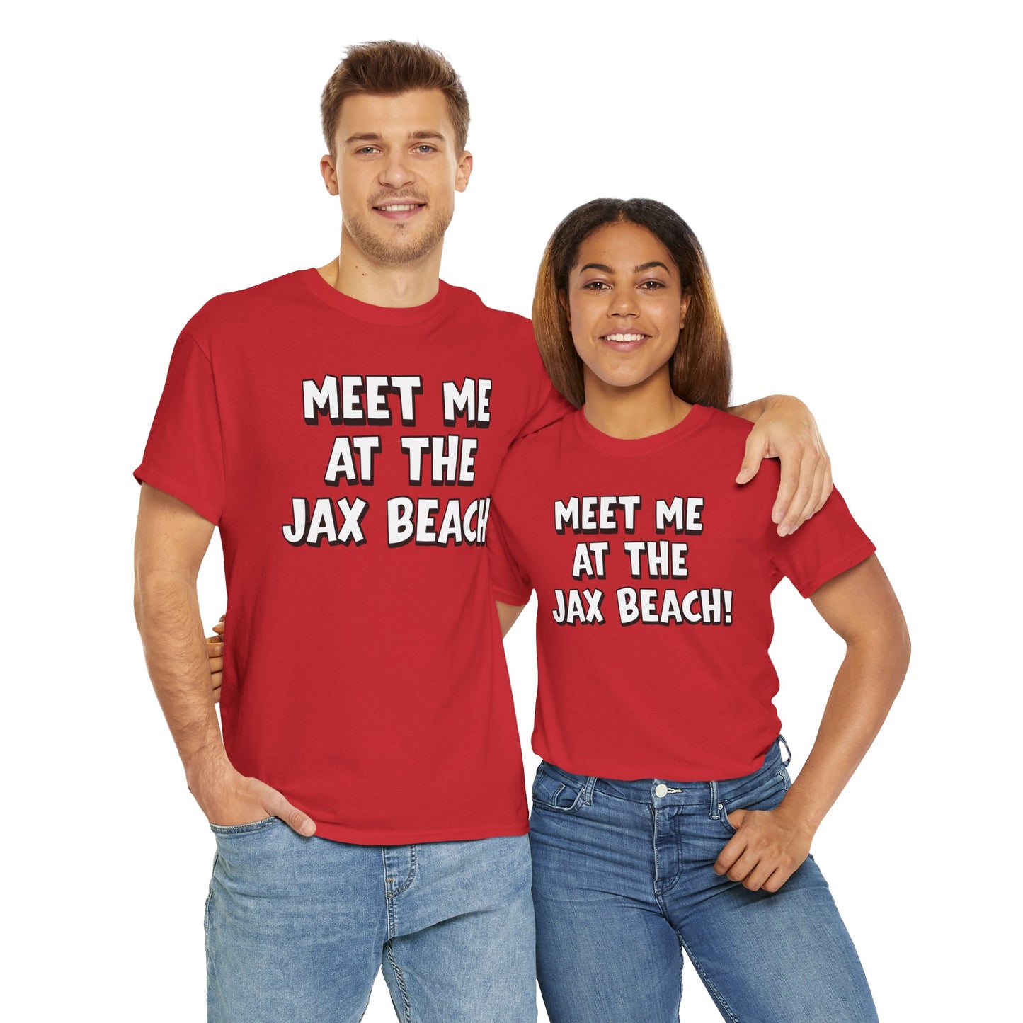 Meet Me at the Jax Beach Unisex Tee, -GILDAN 5000-Beach Day Shirt, Summer Vacation Top, Casual Beachwear, Coastal Gift, Fun Family Outing