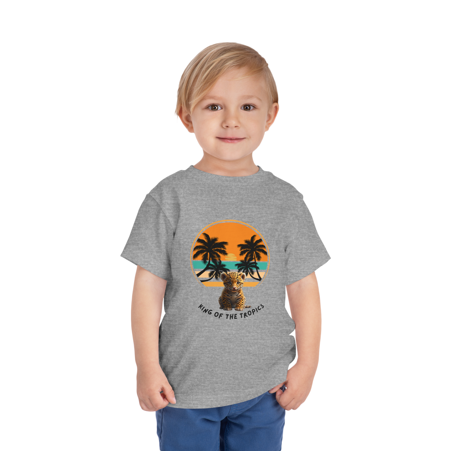 Tropical Tiger Toddler Tee, Fun Summer T-Shirt, Kids' Island Vibes Shirt, Beach Day Outfit, Gift for Little Adventurers