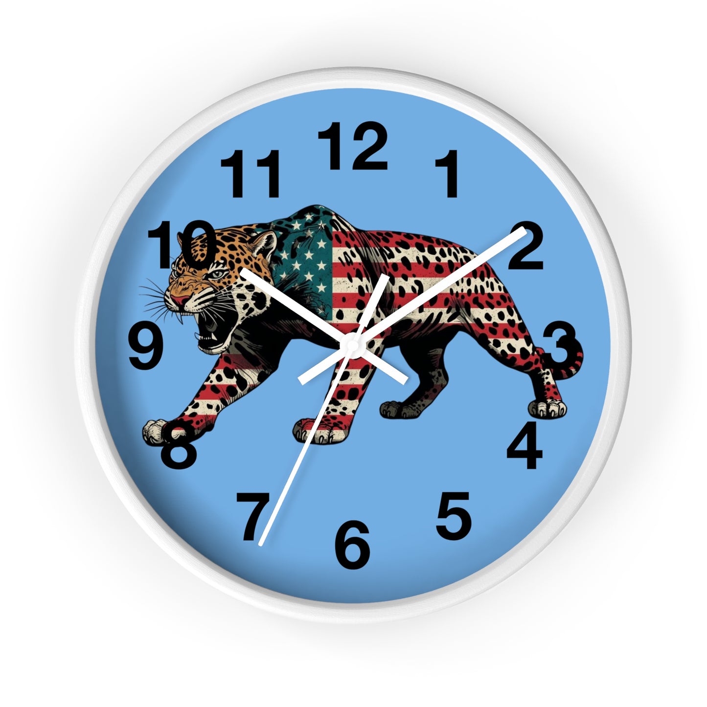 Patriotic Leopard Wall Clock, American Decor, Unique Home Gift, Animal Art, Independence Day Decor, Stylish Timepiece