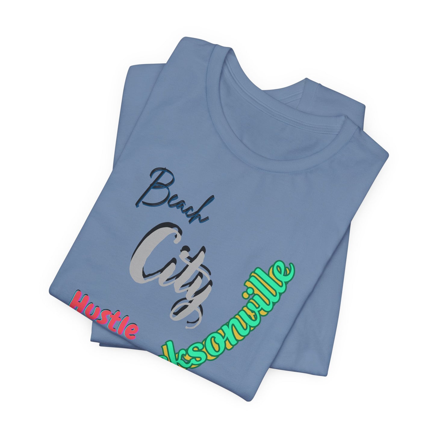 Jacksonville Beach City Hustle Tee, Casual Wear, Summer Apparel, Gift for Him or Her, Vacation Shirt, Travel T-Shirt