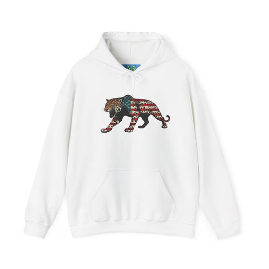 jaguar  Hoodie ( both side printed ) Unisex Heavy Blend Sweatshirt, American Flag Apparel, Gift for Animal Lovers, Casual Wear, Celebration Attire