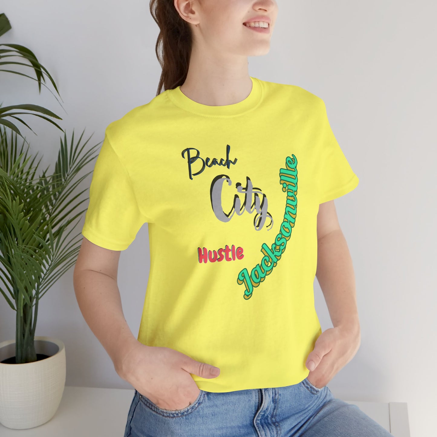 Jacksonville Beach City Hustle Tee, Casual Wear, Summer Apparel, Gift for Him or Her, Vacation Shirt, Travel T-Shirt