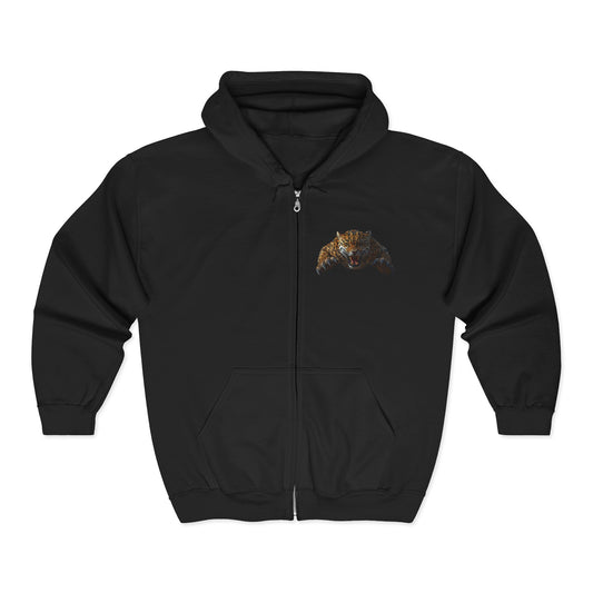 Cozy Unisex Black Zip Hoodie with Artful Creature Design | Perfect for Casual Wear, Gifts, Fall, Weekend Relaxation, and Nature Lovers