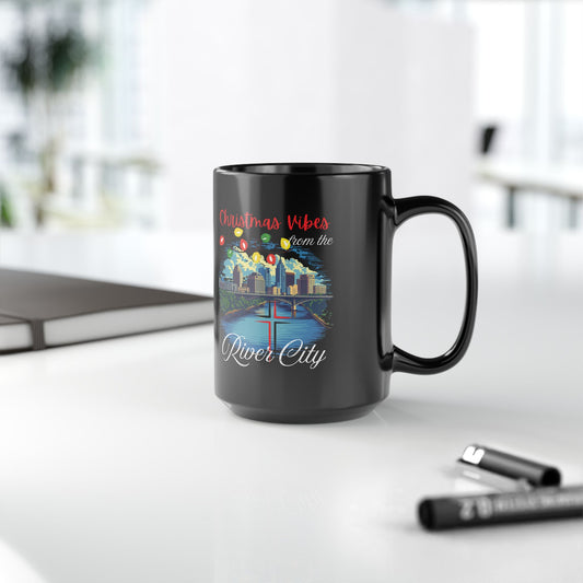 Christmas Vibes 15oz Black Mug from River City