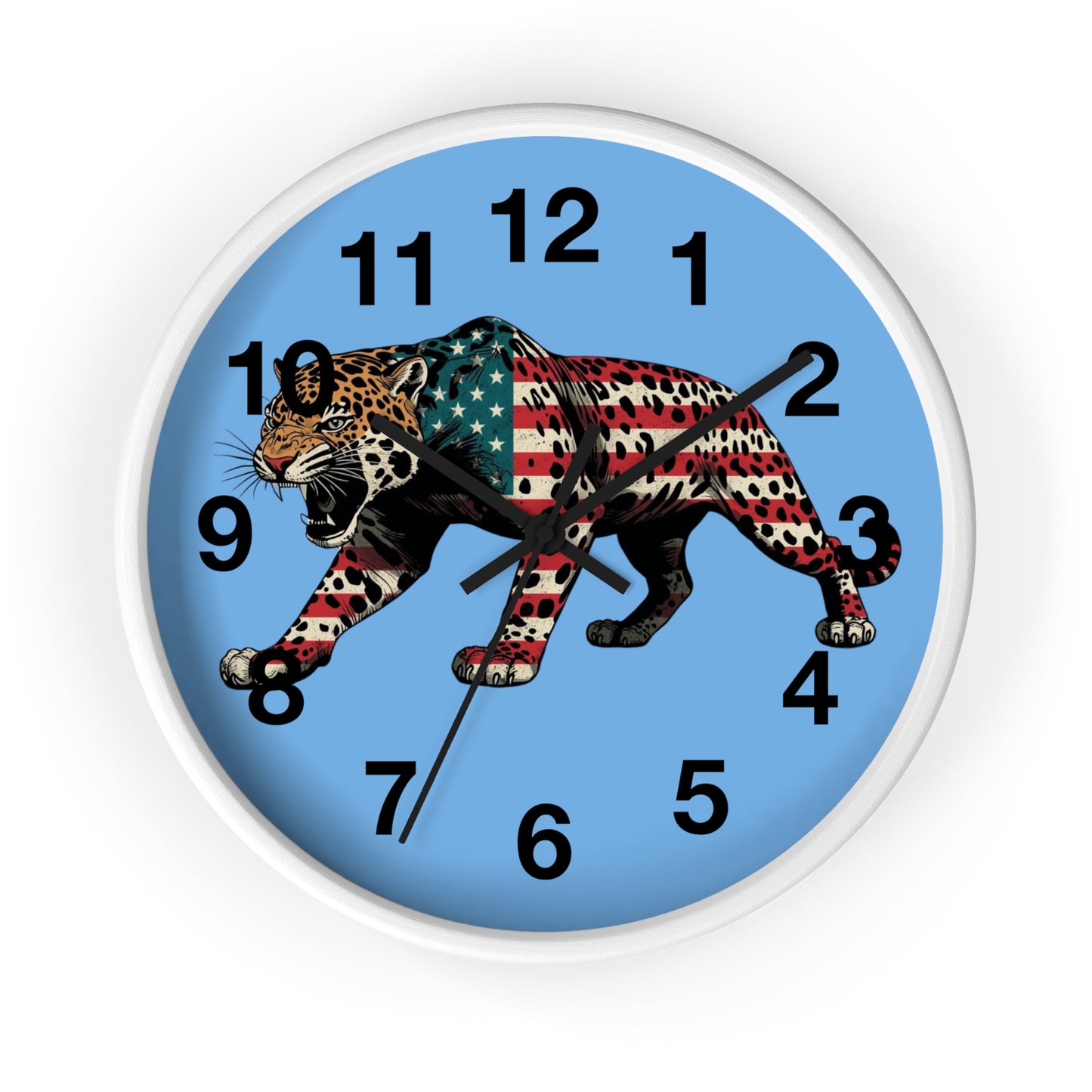 Patriotic Leopard Wall Clock, American Decor, Unique Home Gift, Animal Art, Independence Day Decor, Stylish Timepiece