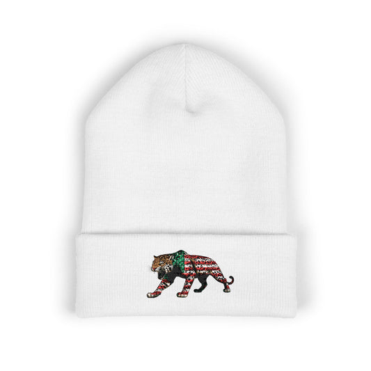 Embroidered Tiger Cuffed Beanie, Cozy Winter Hat, Unisex Beanie for Outdoor Activities, Christmas Gift, Cute Animal Apparel