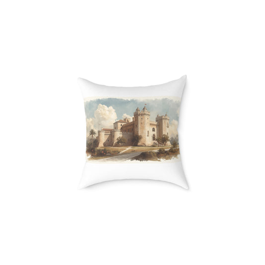 Castle Illustration Decorative Pillow, Cozy Home Decor, Unique Gift for Housewarming, Living Room, Art Lover's Accent