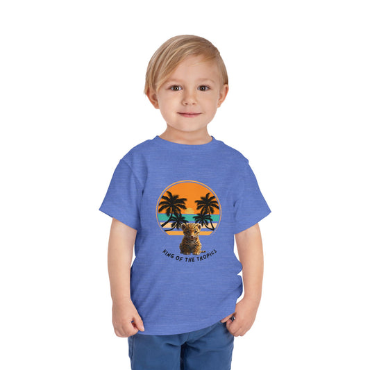 Tropical Tiger Toddler Tee, Fun Summer T-Shirt, Kids' Island Vibes Shirt, Beach Day Outfit, Gift for Little Adventurers