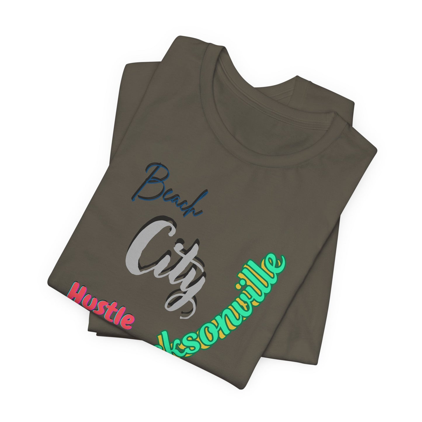 Jacksonville Beach City Hustle Tee, Casual Wear, Summer Apparel, Gift for Him or Her, Vacation Shirt, Travel T-Shirt