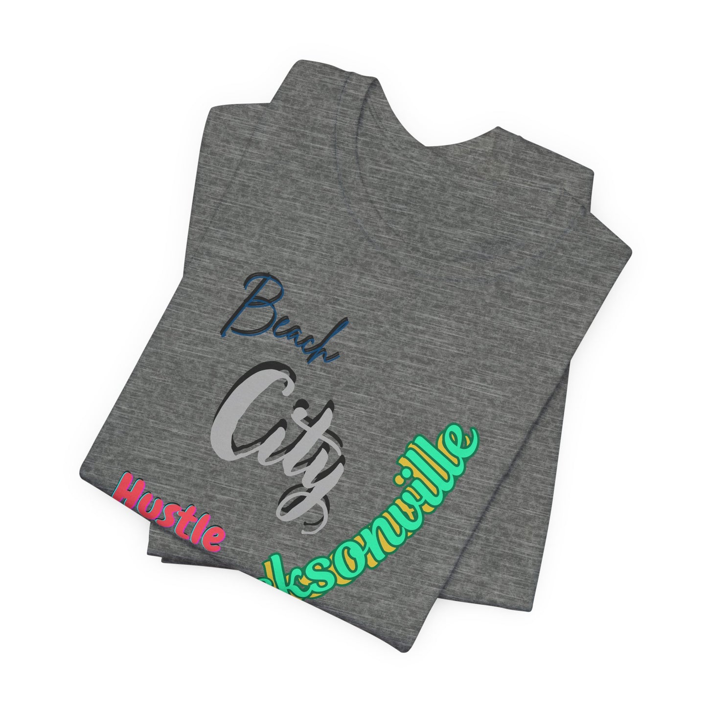 Jacksonville Beach City Hustle Tee, Casual Wear, Summer Apparel, Gift for Him or Her, Vacation Shirt, Travel T-Shirt