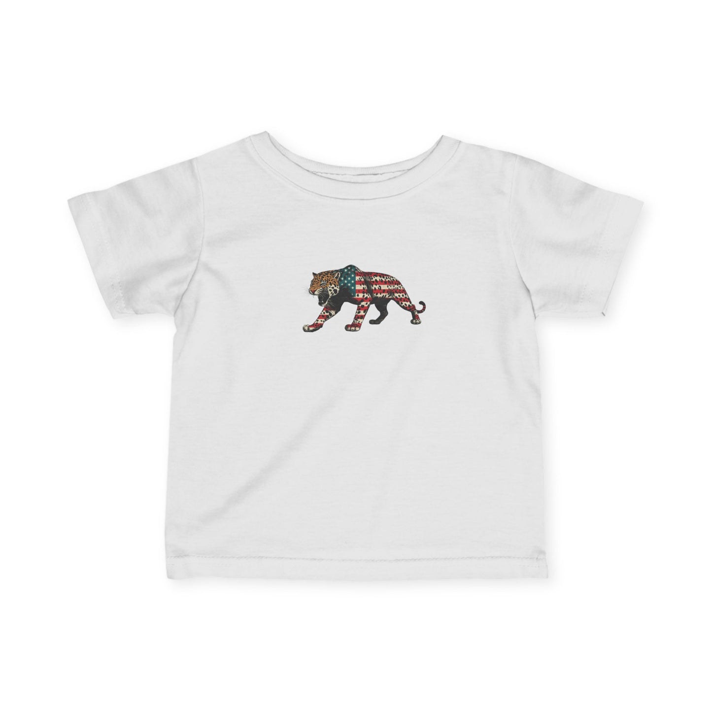 Patriotic Infant Tee with American Flag Tiger Design, Cute Baby Shirt, Toddler Gift, Children's Apparel, 4th of July Outfit