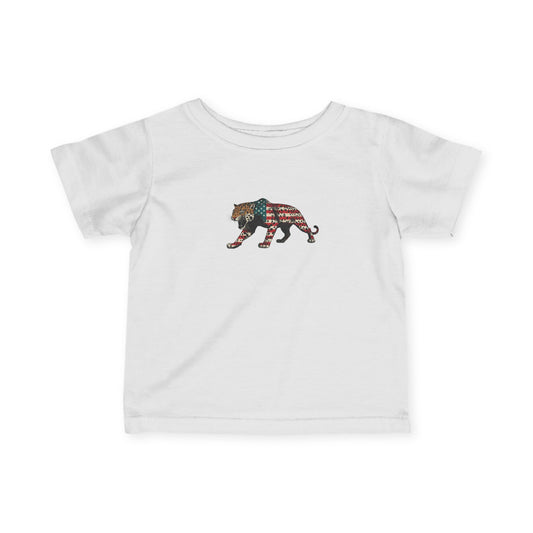 Patriotic Infant Tee with American Flag Tiger Design, Cute Baby Shirt, Toddler Gift, Children's Apparel, 4th of July Outfit