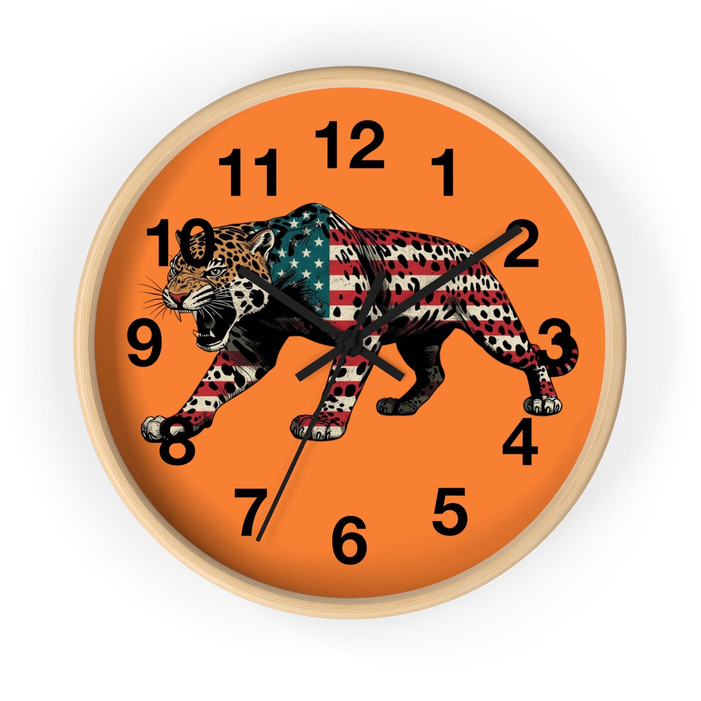 Patriotic Leopard Wall Clock, American Decor, Unique Home Gift, Animal Art, Independence Day Decor, Stylish Timepiece