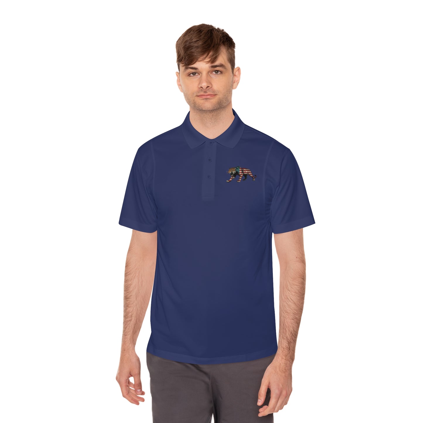 Patriotic Sport Polo Shirt for Men, Casual Wear, Fitness Apparel, Golf Shirt, Outdoor Activities, Gift for Sports Enthusiasts