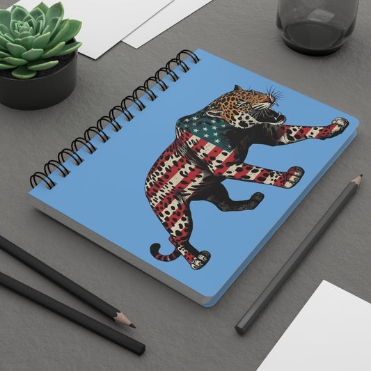 Patriotic Leopard Spiral Bound Journal, USA Flag Notebook, Creative Writing Journal, Gift for Artists, Journal for Kids, Travel Diary
