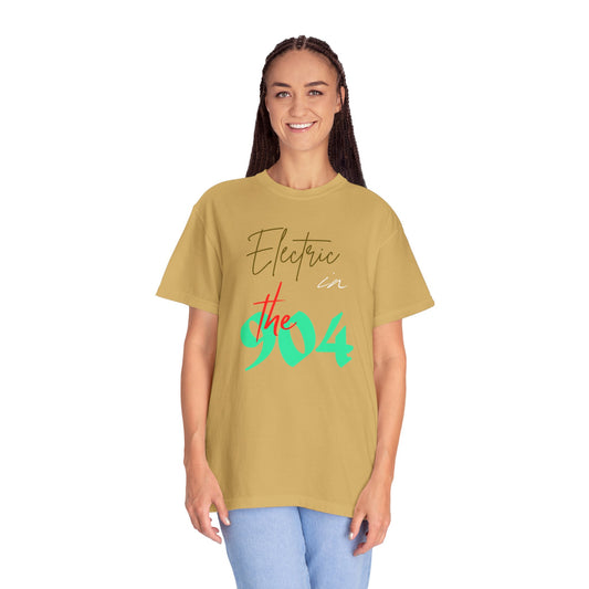 Electric in the 904 Unisex Garment-Dyed T-shirt, Casual Tee, Summer Outfit, Gift Idea, Jacksonville Florida
