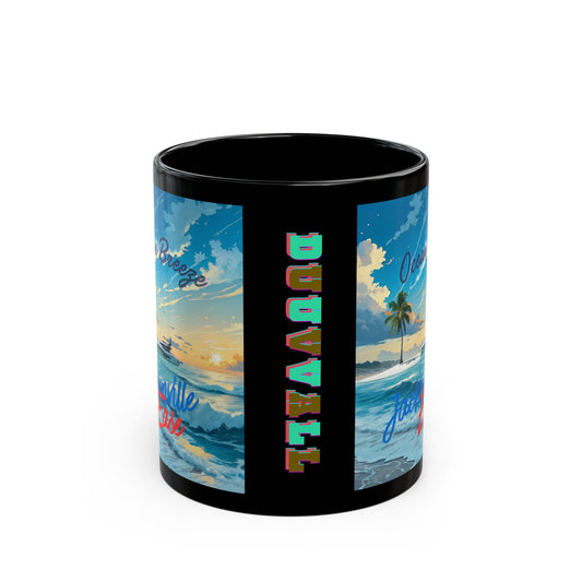 Ocean Breeze Black Mug - Tropical Beach Coffee Cup, Perfect Gift for Beach Lovers, Summer Vibes, Home Decor, Travel Mug
