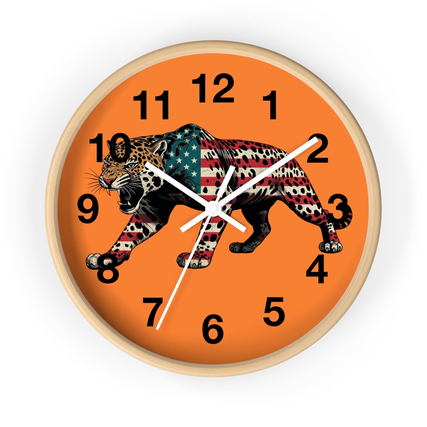 Patriotic Leopard Wall Clock, American Decor, Unique Home Gift, Animal Art, Independence Day Decor, Stylish Timepiece