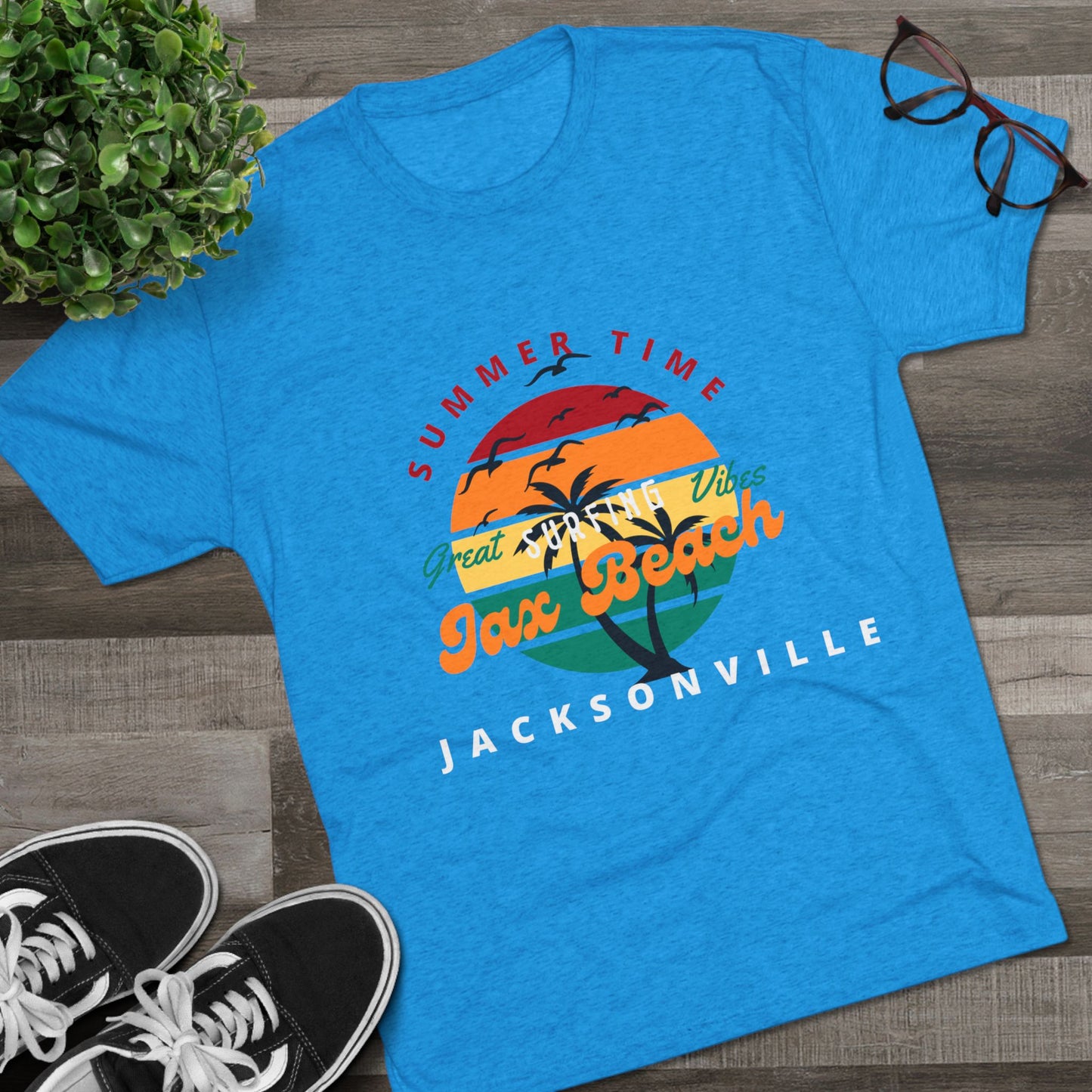 Jacksonville Summer Time Tee, Unisex Crew Neck Shirt, Beach Vacation Apparel, Tropical Graphic Tee, Summer Gift Idea