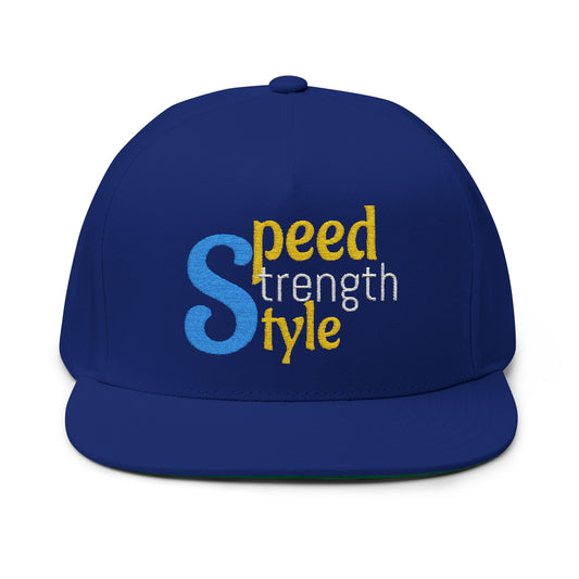 Embroidered Flat Bill Cap - Speed Strength Style, Fashion Hat, Gift for Him, Sports Cap, Personalized Headwear
